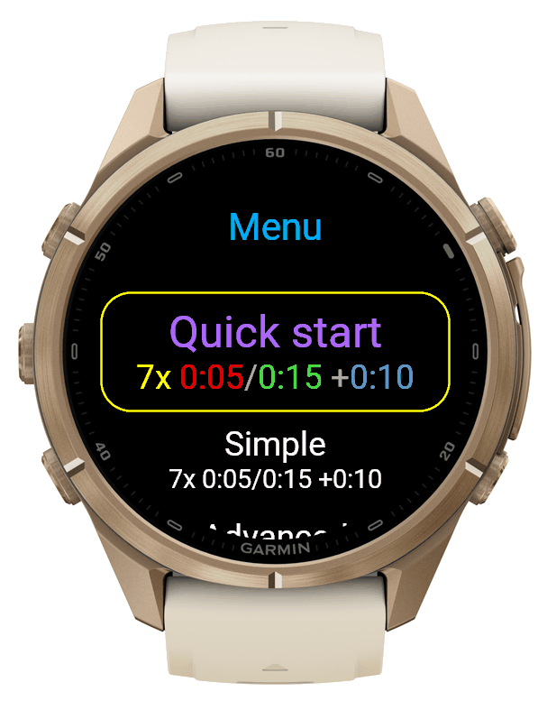 Simply Interval Timer – menu